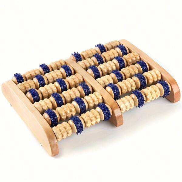 lyanxinlei Rouleau de massage des pieds en bois - contrôle de la vitesse, 12 rouleaux pour la neuropathie et le soulagement du stress - cadeau de réflexologie pour hommes/femmes