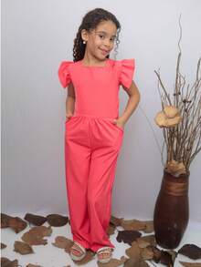 Stylish Long Jumpsuit For Children And Young People - Salmon - View 6