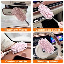 Microfiber Duster, Extendable & Washable Mini Duster, Detachable Handheld Microfiber Cleaning Duster, Extendable Dust Collector, Extendable & Bendable Car Interior Duster, Soft Dashboard & Vent Duster, Cleaning Brush, Suitable For Ceiling Fan, High Ceiling, Blinds, Furniture, Car, Office - Multicolor - View 4