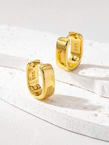 1 Pair Fashion Elegant Copper Alloy Metal Hoop Earrings, Simple Design For Women, Versatile And Casual - Yellow Gold - View 3