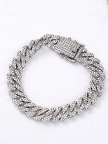 12mm Hiphop Double Row Diamond Cuban Chain Necklace, Fashion Hiphop Rap Music Style Necklace Bracelet Jewelry For Men And Women, Suitable For Daily Wear, Birthday Party, Christmas, Thanksgiving, Gift For Family And Friends