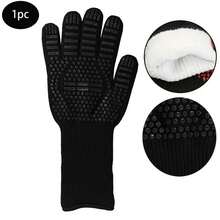 قطعة واحدة من قفازات الشواء المقاومة للحرارة والنار من السيليكون، قفازات الطبخ في المطبخ، مقاومة للانزلاق والتآكل، سهلة التنظيف، مناسبة للشواء والطهي والخبز والتخييم - مقاومة درجات الحرارة العالية، قفازات متعددة الاستخدامات للخارج