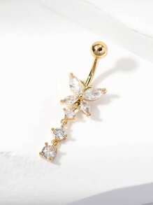 1 pieza Piercing para el ombligo con diseño simple de cabeza de gato/corazón, estilo mariposa de clip, sin necesidad de perforación, variedad de estilos