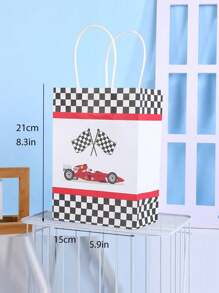 4 Stücke/Set mit bedruckten Geschenktüten aus Papier mit Rennsportmotiven, einfache und praktische Einkaufstaschen, Party-Geschenktüten mit Rennsportmotiven, Geschenkverpackungstüten für Spielzeuge bei Geburtstagsfeiern, Geschenktüten, die für den Familienalltag und Partys geeignet sind