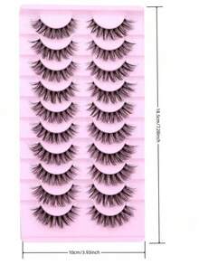 10 pares de pestañas postizas de ojo de gato de aspecto natural y esponjoso, con efecto 3D y volumen, con rizo D, lánguidas y que parecen extensiones, para festival, rave, maquillaje con brillo, accesorios para fiesta rave - Pestañas Fluffy - Ver 5