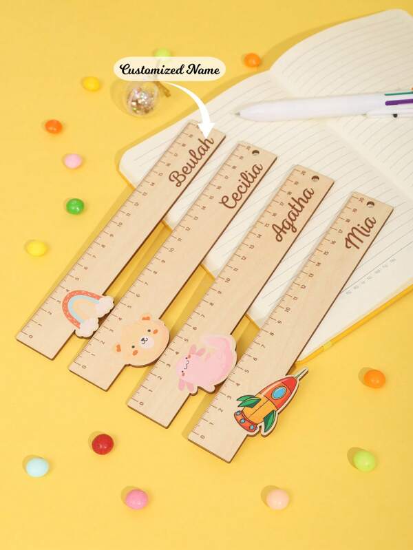 Personalized Custom Cute Cartoon Children's Early Education Teaching Aids Student Learning Supplies Stationery Gift Wooden Ruler School Supplies,Back To School