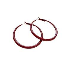 1 件红色环形耳环，高品质简约设计夹式耳环，适合女士，无需穿孔