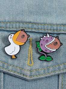 2 Stücke Enten beißen Capybara Panda Emaille Anstecknadeln, kundenspezifische Piranha Großmaul Blumen Broschen, Kragen Abzeichen, Kleidung Tier Schmuck Geschenk für Freunde