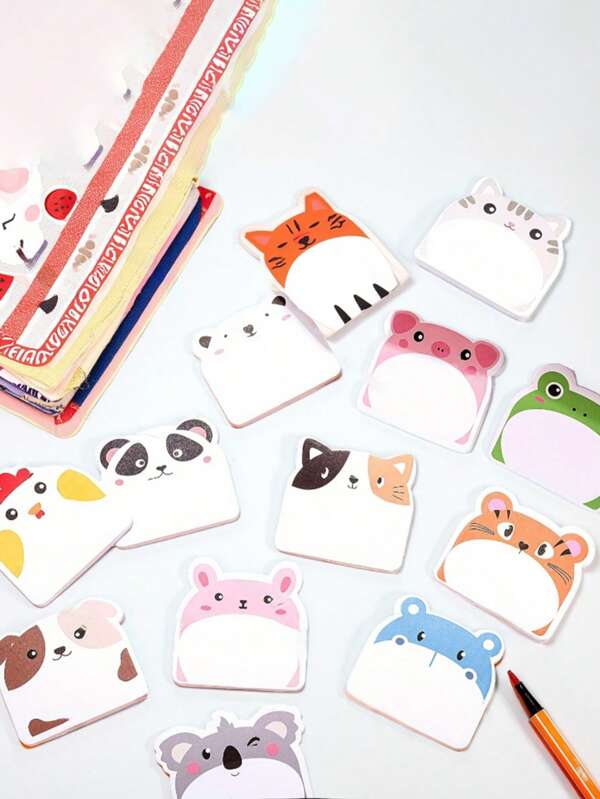 かわいい動物柄メモパッド ステッカー付きメモ帳 12個セット 学用品 学校グッズ