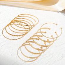 13-12-11-7-6-5pcs Set Fashionable Textured Heart-Shaped Metal Bangle Bracelets For Women, Bohemian Style Adjustable Stacking Bangles Suitable For Daily Life And Party Wear, Ideal Gift For Friends And Family Holiday