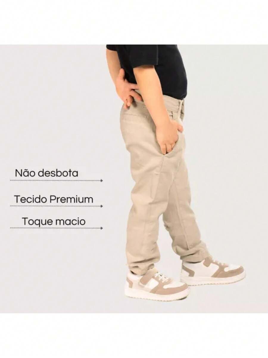Teen Boy Lycra Twill Trousers 1 To 16 - 卡其色 - 查看 1