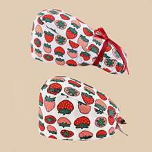2 piezas Gorro protector con estampado floral y cuello en V, de mezcla de algodón. Adecuado para enfermeras, personal hospitalario y trabajadores de limpieza. Presenta diseño antibacteriano y a prueba de polvo, con cobertura para la parte trasera de la cabeza