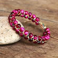1 pezzo Braccialetto stile boho per le vacanze, regolabile, intrecciato a mano con perline in pietra naturale, braccialetto di protezione dello spirito per la meditazione, con catena in occhio di gatto/occhio di tigre, adatto per l'uso quotidiano e per le vacanze delle donne