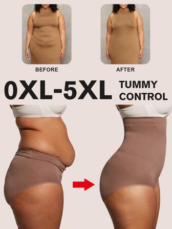 1pc Women Body Shaping Underwear High Elastic Anti-Curling Tummy Control Panties, Plus Size Flat Belly Sheath Slimming Shapewear Seamless Waist Trainer Butt Lifter Shaper