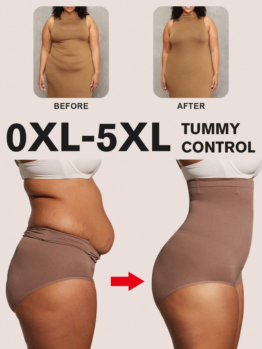 1 chiếc quần định hình eo co giãn cao, chống cuộn, cỡ lớn dành cho nữ, không đường may, nâng đỡ vòng bụng.