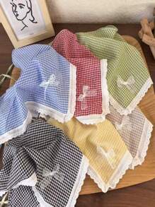 1 Peça Bandana Feminina em Estilo Xadrez Campestre Francês, Lenço Leve para Xale, Turbante ou Amarrador de Cabelos, Acessórios de Moda para Cabelo, Fitas de Cabelo Fofas