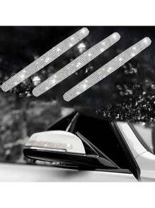 4pcs/8pcs-Car Door Edge Trim Crystal Rhinestones Protector, Creative Personalized Rearview Mirror Anti-Scratch, Door Handle Bumper Guard Decal Car Accessories Car Accessories For Women