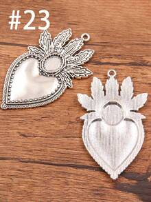 2 件哥特式心形吊坠，万圣节圣心吊坠，心形骷髅 Ex Voto Milagros 吊坠，可用于珠宝制作 - 銀色 - 查看 29