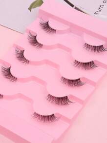 5 Pairs Half Eye Lashes Faux Mink Lashes Transparent Stems Reusable False Eyelashes Natural Fluffy Makeup Tools Extension Strip Lashes,Lashes,Eyelashes,Fake Lashes