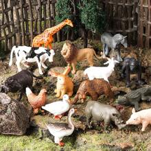 12/24PCS Farm Wildlife Model Set Toys, Tiger Lion Chimpanzee Brown Bear Horse Chicken Duck Goose Sheep Pig Cow Doll Toys, Children's Education Toys, Halloween And Christmas Festival Gifts