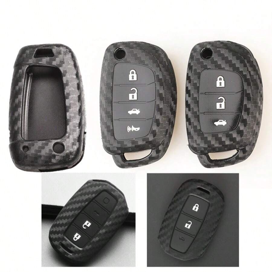 静语琴遥控硅胶汽车钥匙包适用于H-Yundai I30 Ix35 Solaris Azera Elantra Grandeur Ig Accent Santa Fe Verna 2017 2018 Solaris Creta I10 I20 Tucson Elantra - 彩色 - 查看 1