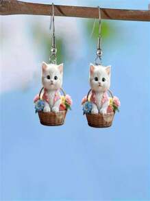 2 Peças Brincos de Animais Abelha para Mulheres, Brincos com Encantos Fofinhos de Sapo, Gato, Abelha para Uso Casual, Feriados, Uso Diário