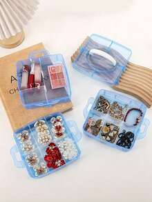 1 件儿童发饰收纳盒，带盖透明首饰盒，多功能珠宝包装盒，适用于珠子、化妆品和配饰 - 彩色 - 查看 5
