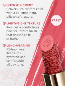 Catkin Rouge Carved Lipstick, Waterproof Long-Lasting Satin Moisturizing Smooth Lip Color CR127 Vermilion - CR127 - View 3