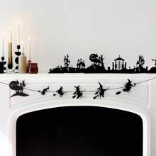 1 Stück Halloween Hexe Banner, Halloween Party Zubehör, Horror Halloween Kamin Hängende Girlande, Vintage Halloween Inneneinrichtung, Ziehflagge Party Papier Schwalbenschwanz Flagge, Halloween Thema Banner Heim Dekoration Halloween Dekoration Herbst Dekoration Raumdekoration