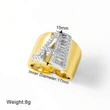 Chunky CZ Crystal 26 Letter Rings For Women Gold Silver Color Wide Rings Initial Jewelry Party Gifts