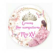 90 stikers xv años evento gracias por acompañarme - Rosa - Ver 2