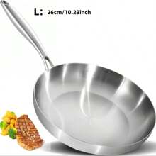 High Quality Three-Layer Stainless Steel Frying Pans, Deep Frying Pans, Uncoated Non Stick Frying Pans, Household Frying Pans, Electromagnetic Cooking Pans, Dishwashers, And Ovens Are Safe, Fast, And Evenly Heated, With Heavy-Duty Detachable Handles