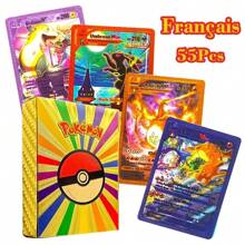 pokemon 55 carte Pokémon (serie V, Vmax, GX rare), carte anime da collezionare, regali per fan, adatte per occasioni di festa, fornitura per feste, gioco di carte Pokémon
