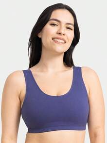 Women's Built Tank Style Sports Bra Value Pack Push Up Bras - 小屋條紋/船長藍/灰色混色/白色 - 查看 3