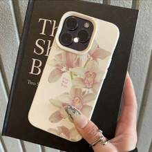 1个TPU材质优雅粉色兰花字母图案手机壳，兼容/其他手机 - 白色 - 查看 3