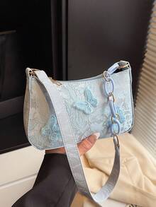 迷你简约蝴蝶图案链条单肩包