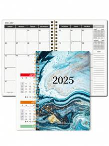 Planificador mensual 2025-2027, planificador mensual de 2 años, de JULIO.2025 a JUNIO.2027, 5.6" X 8.0", planificador mensual simple con encuadernación espiral, perfecto para el horario escolar y de oficina, útiles escolares color turquesa