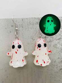 3 Stücke Halloween Mode Ohrringe 3D Stereoskopische Nachtlicht personalisierte Geisteranhänger Halskette Halloween Zubehör Frauen Geschenk