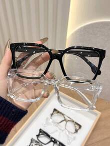 6pcs Women Plastic Full Frame Multicolor Flat Lens Casual Style Classic Korean Style Shades Basics Clear Glasses Combination For Back-To-School Essentials,Street Snap,Reading Decoration - 彩色 - 查看 2