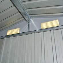 Deboola Metal Garden House With Pitched Roof 204 X 132 X 186 Cm Garden Tool Shed With Sliding Door Tool Shed With Metal Foundation As Garden Shed Garden Hut Or Bicycle Garage - Grey - 42983 - View 6