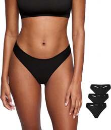 Magneticfit Thongs For Women Stretch Sexy Underwear Comfort Tagless Thong Low Rise Breathable Panties 3 Pack - 棕色 - 查看 6