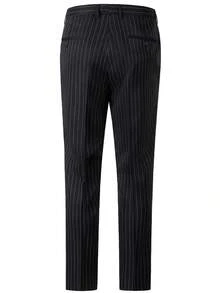 3PCS Stripe Mens Suit Formal Business Wedding Prom Suit Pinstripe Male Groom Tuxedo, Solid Color, Blazer+Vest+Pant, Modern Fit Wedding Party Dinner Formal, Long Sleeves, Machine Washable - màu đen - Xem 7