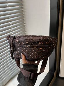 时尚尼龙斜挎包，纯色单肩包，女士休闲单肩包，适合户外运动 - 咖啡 - 查看 9