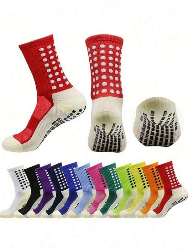 1/6/8/9 paires de chaussettes de football, chaussettes épaisses montantes antidérapantes unisexes pour le sport, pour la salle de gym
