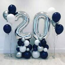 40 Inch Silver Mylar Number Balloons, Large Foil Digit Balloons For Birthday Party Decor, Wedding Anniversary Celebration Supplies