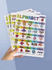 4 kolorowe fiszki do nauki fonetyki i ortografii – plakat do klasy A4 z alfabetem angielskim i połączeniami, żywy, edukacyjny materiał dydaktyczny odpowiedni dla młodzieży