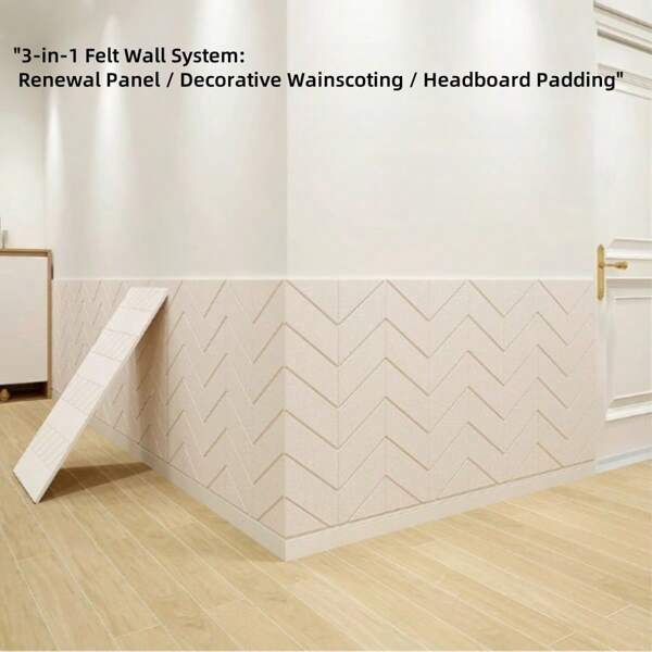 1pc Self-Adhesive Wear-Resistant Felt Wall Panel, Scandinavian Minimalist Home Wall Protector, Removable & Reusable Wall Decor For Room, Entrance, Bedroom, Workspace, Soundproofing