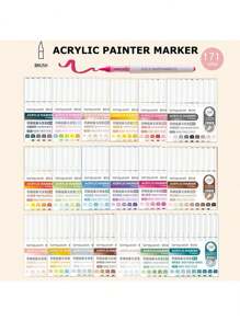 Languo 240/192/96 Colors Straight Liquid Soft-Bristled Acrylic Marker Pen, Student Art Professional Painting And Drawing Filling Color Brush, Diy Graffiti Painting Character Skin Color Pen, Skin Beauty Pen, Waterproof And Stackable Color Acrylic Marker Pen That Can Paint Wood/Stone/Glass , Back To School Gifts