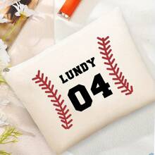 1pc Personalized Baseball-Themed Cosmetic Bag With Custom Name And Number, Ladies' Travel Toiletries Bag, Ladies' Cosmetic Bag, Fashionable And Convenient Cosmetic Bag, Student Stationery Box, Suitable For Daily Commuting, School, And Festival Gifting