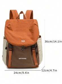 Casual Contrast Color Letter Women Backpack Large Capacity Ladies Fashion Backpack For Travel, Vacation, University Students